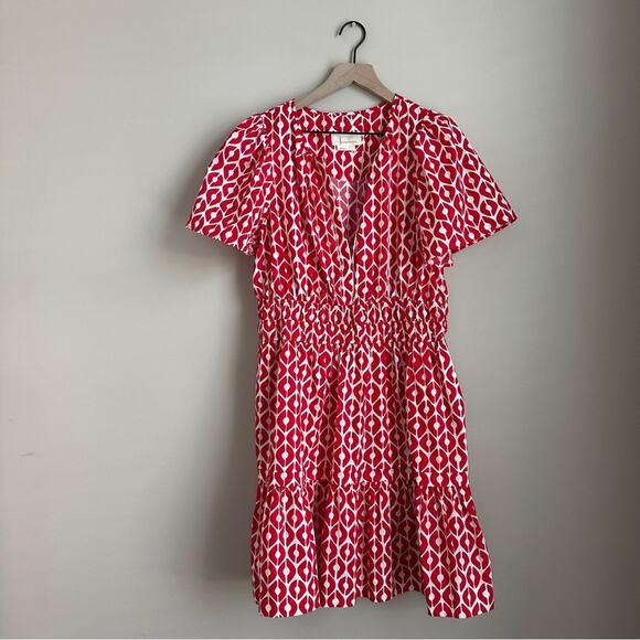 Anthropologie Dresses & Skirts - Anthropologie Red White Somerset Mini Dress Size Large Short Sleeve V-Neck